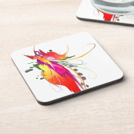 Dessous-de-verre Abstrait Oiseau de Paradise Paint Splatters (Côté gauche)