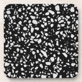 Dessous-de-verre Abstrait Terrazzo Mosaic Motif noir et blanc (Devant)