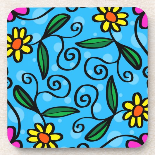 Dessous-de-verre Abstraite couverture de boissons florales (Devant)