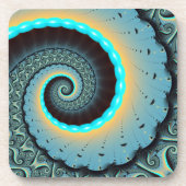Dessous-de-verre Abstraite spirale d'art fractal bleu turquoise ora (Devant)