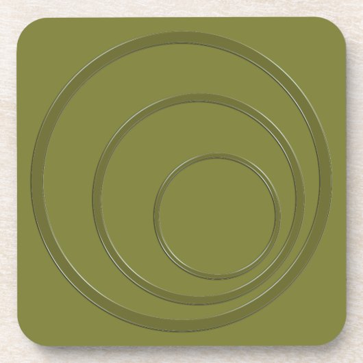 Dessous-de-verre Abstraits cercles verts khakiround 3d effet modern (Devant)