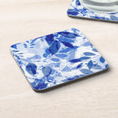 Dessous-de-verre Abstraits Feuilles bleu et blanc (Côté gauche)