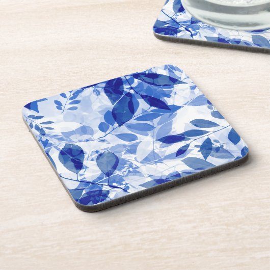 Dessous-de-verre Abstraits Feuilles bleu et blanc (Côté gauche)