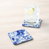 Dessous-de-verre Abstraits Feuilles bleu et blanc (Côté Droit)