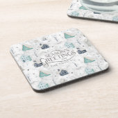 Dessous-de-verre Accueil confortable Noël Turquoise ID985 (Côté gauche)