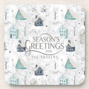 Dessous-de-verre Accueil confortable Noël Turquoise ID985