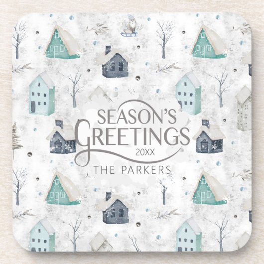 Dessous-de-verre Accueil confortable Noël Turquoise ID985 (Devant)