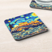 Dessous-de-verre Acropole nocturne étoilée Athènes Grèce (Côté gauche)