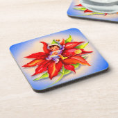 Dessous-de-verre adorable elfe de Noël dans un poinsettia (Côté gauche)