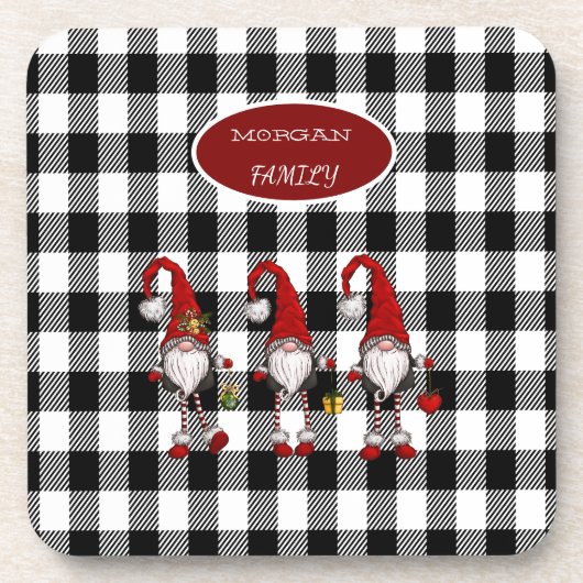 Dessous-de-verre Adorable Mignonne Gnomes Buffalo Plaid (Devant)