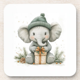 Dessous-de-verre adorable série de Noël animal bébé éléphant