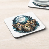 Dessous-de-verre Adorable Tabby Kittens & Full Moon Sparkle Plastic (Côté gauche)