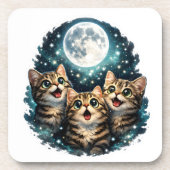 Dessous-de-verre Adorable Tabby Kittens & Full Moon Sparkle Plastic (Devant)