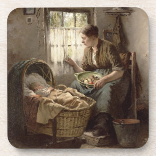 Dessous-de-verre Affection maternelle (huile sur la toile)