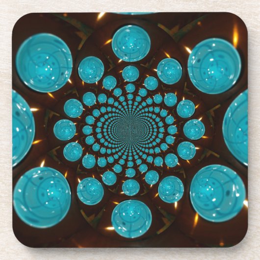 Dessous-de-verre Affichage éclatant des lumières cyanes Kaleidoscop (Devant)