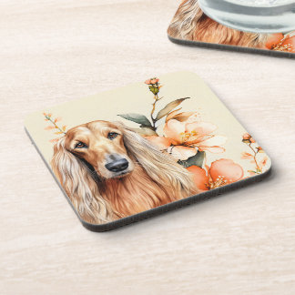 Dessous-de-verre Afghan Hound Dog and Peach Lilies