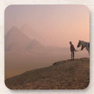 Dessous-de-verre Afrique, Égypte, Le Caire, Giza, pyramides de Giza