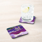 Dessous-de-verre Agate de Parties scintillant de Peacock violet et (Côté Droit)