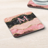 Dessous-de-verre Agate de séquences noir et rose (Côté gauche)