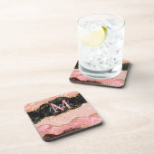 Dessous-de-verre Agate de séquences noir et rose (Côté Droit)