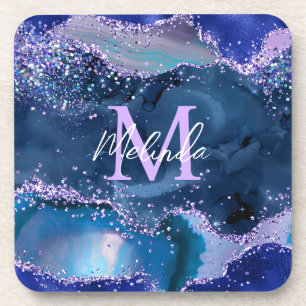 Dessous-de-verre Agate Océan Pailleté Bleu Foncé et Violet
