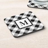 Dessous-de-verre Agritourisme Monogramme noir blanc Buffle Plaid (Côté gauche)