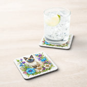 Dessous-de-verre Ai Aquarelle Siamese Chat en Fleurs (Côté Droit)