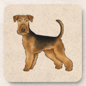 Dessous-de-verre Airedale Terrier mignon Dessin De Caricature Chien (Devant)