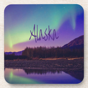 Dessous-de-verre Alaska Northern Lights Mountains Lake