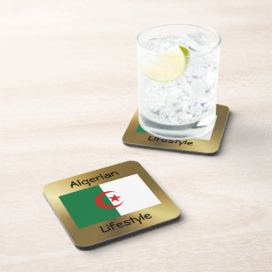 Dessous-de-verre Algérie Drapeau+Dessous de verre texte