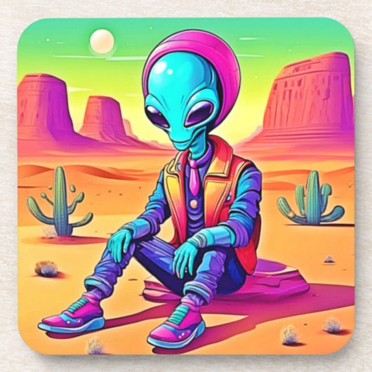 Dessous-de-verre Alien cool Desert Chillin (Devant)