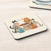 Dessous-de-verre Alimenté par les chats et le café (Côté gauche)