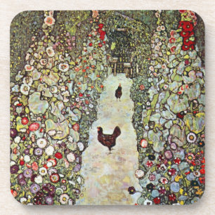 Dessous-de-verre Allée de jardin avec poules, Gustav Klimt, Art nou