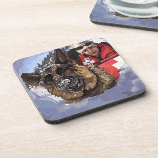 Dessous-de-verre Allemand Shepard Recherche et Secourt dans la neig (Côté gauche)