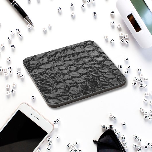 Dessous-de-verre Alligator noir Faux cuir