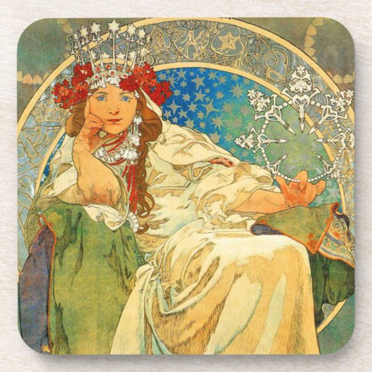 Dessous-de-verre Alphonse Mucha Art Nouveau Princesse Hyacinth (Devant)