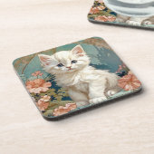 Dessous-de-verre Alphonse Mucha Style Chat blanc (Côté gauche)