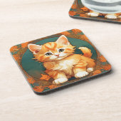 Dessous-de-verre Alphonse Mucha Style Chat orange (Côté gauche)