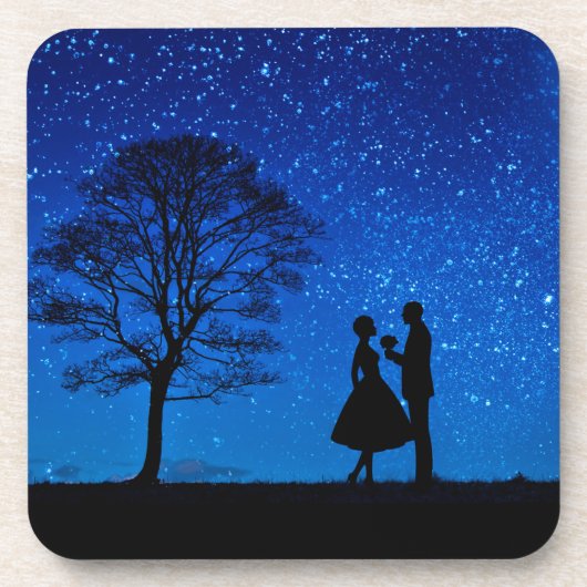 Dessous-de-verre Amants sous une pleine lune         (Devant)