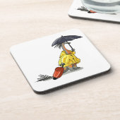 Dessous-de-verre Amargasaurus Portant Un Parapluie Et Une Valise. (Côté gauche)