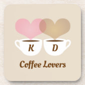 Dessous-de-verre Amateurs de café rose Brown Personnalisé Initiales (Devant)