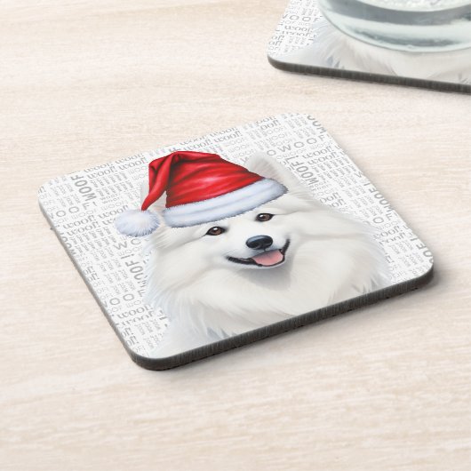Dessous-de-verre American Eskimo Dog Woof Word Art Holiday (Côté gauche)