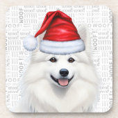 Dessous-de-verre American Eskimo Dog Woof Word Art Holiday (Devant)