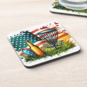 Dessous-de-verre American Flag Disk Golf and Beer (Côté gauche)
