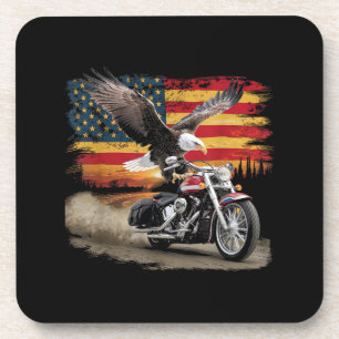 Dessous-de-verre American Flag Mocycle Tshirt USA Flag Bike Ret