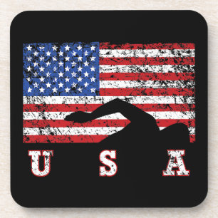 Dessous-de-verre American Flag Swimming USA Cadeau Swim Team Premiu