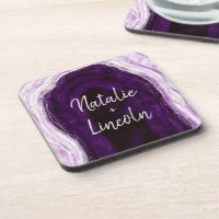 Amethyst Purple & Silver Geode Mariage Monogramme