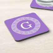 Dessous-de-verre Améthyste Wht Cadre Rnd Clé Grecque Monogramme Ini (Côté gauche)