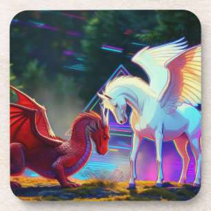 Dessous-de-verre Amis de la forêt - Jeune dragon et jeune Pégase