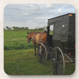 Dessous-de-verre Amish Horse and Buggy at Sunset